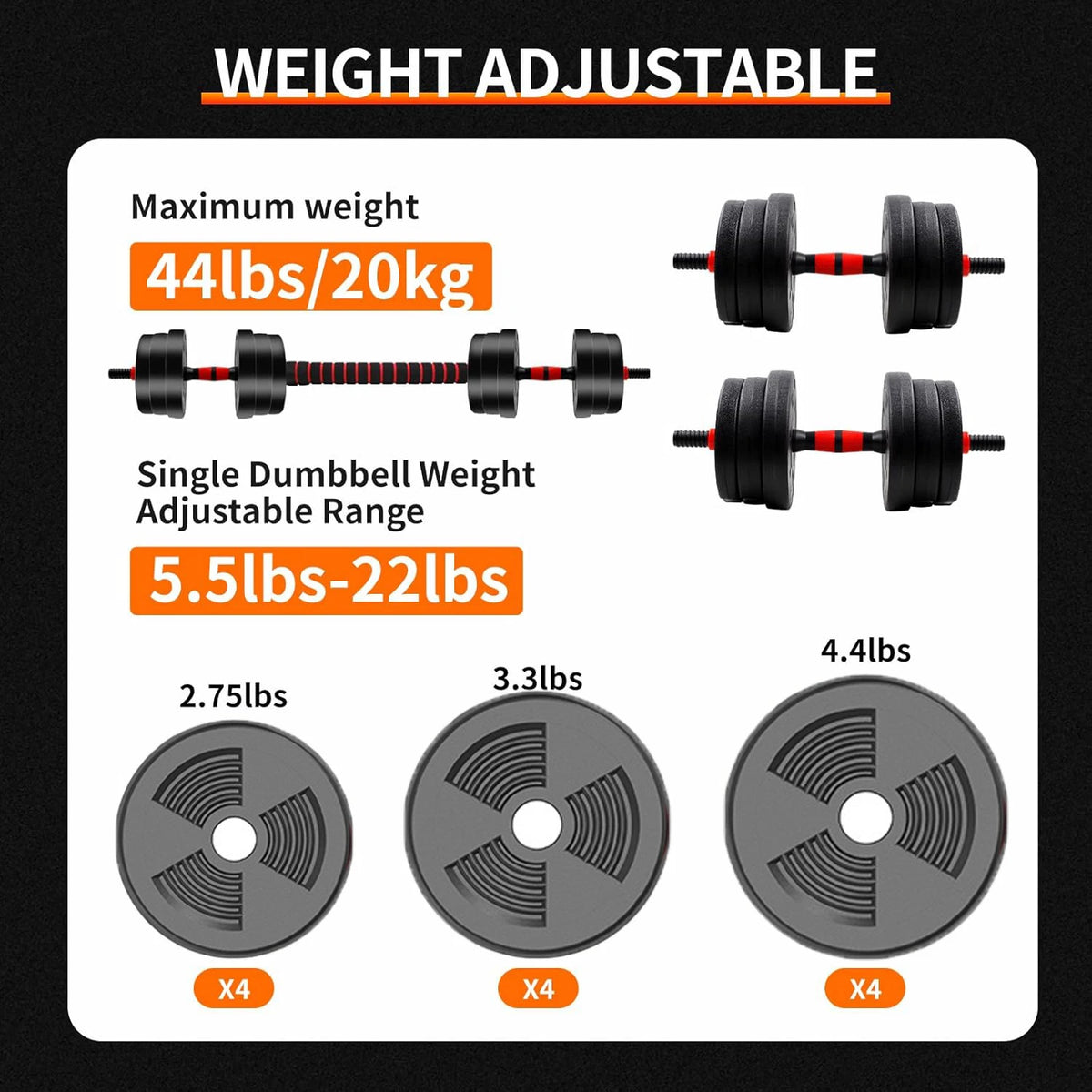 Adjustable Anti Slip Dumbbell Barbell Set For Home Strength Training