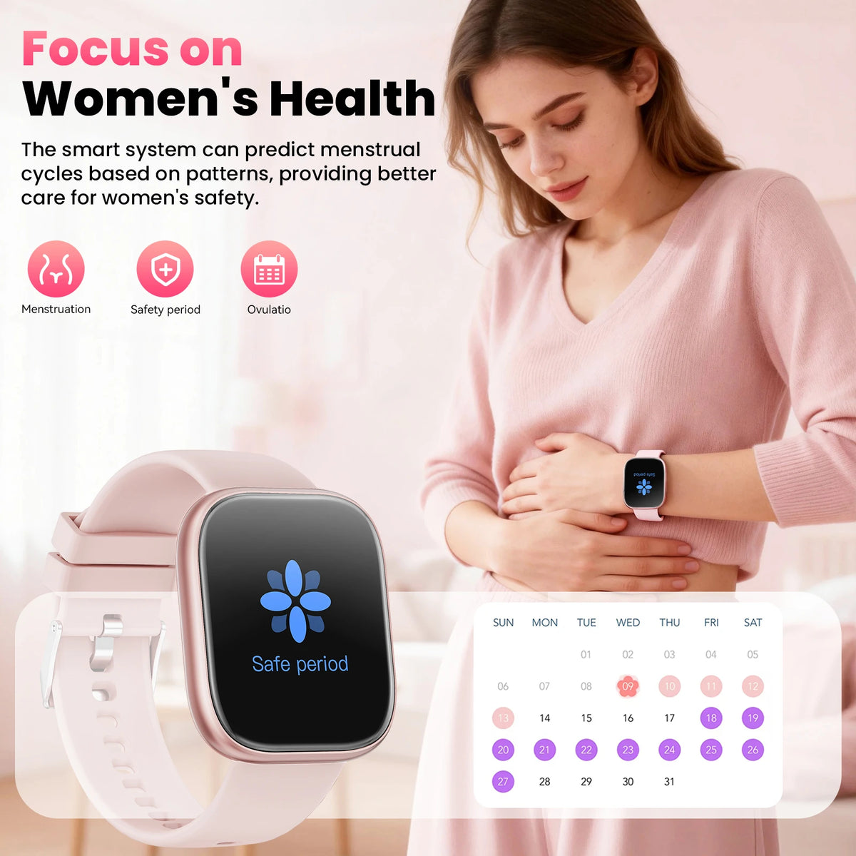 Women Smart Watch Fitness Tracker Heart Rate Monitor IP67 Waterproof