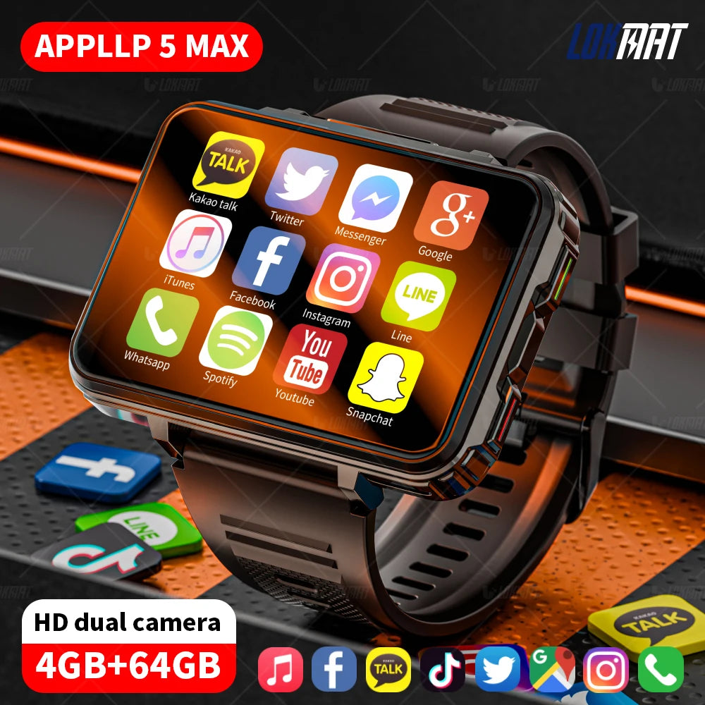LOKMAT Smartwatch With 4G Calling And Dual Camera For Android
