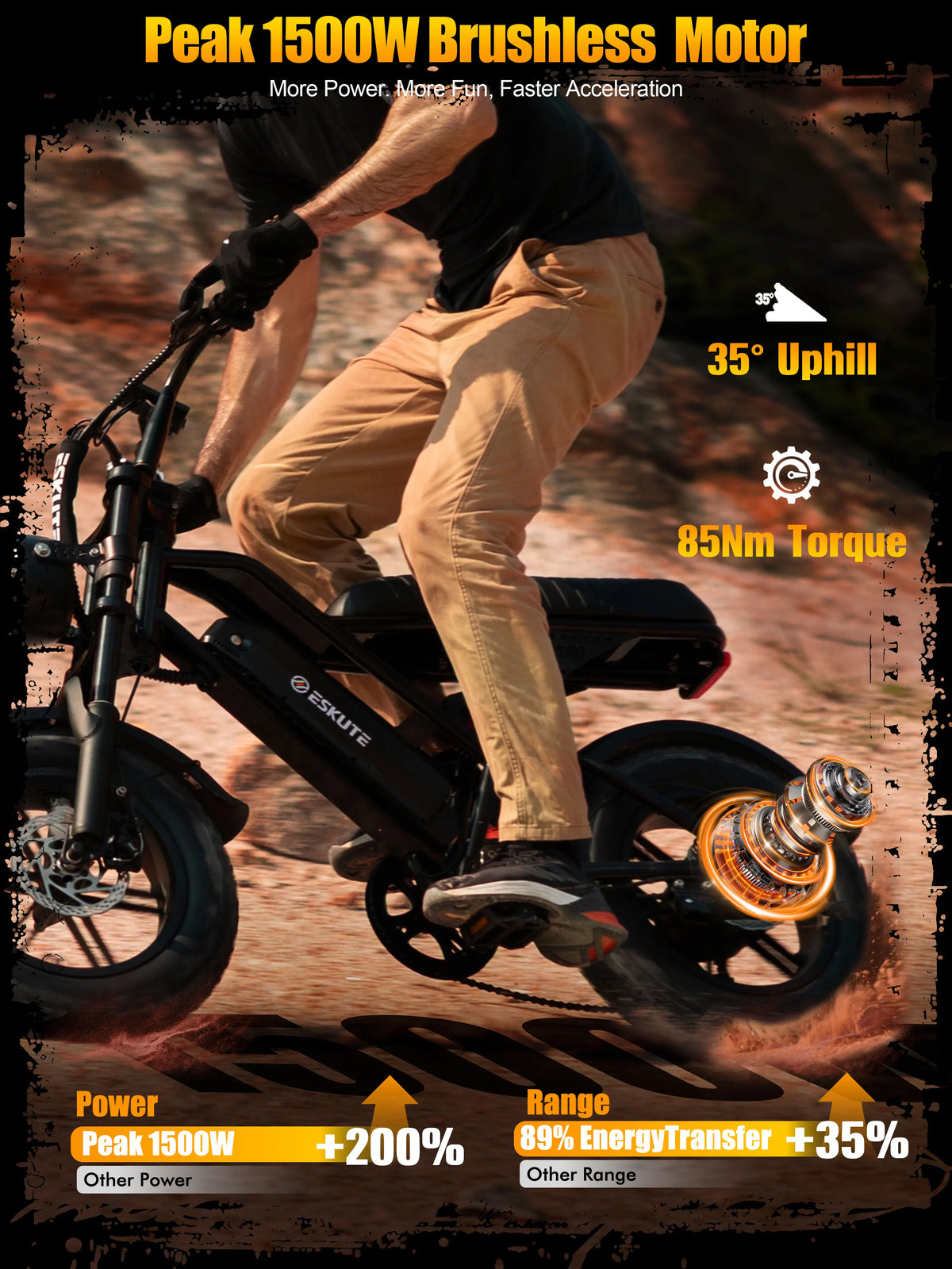 Eskute V100 Electric Dirt Bike Featuring 48V Long Range Battery