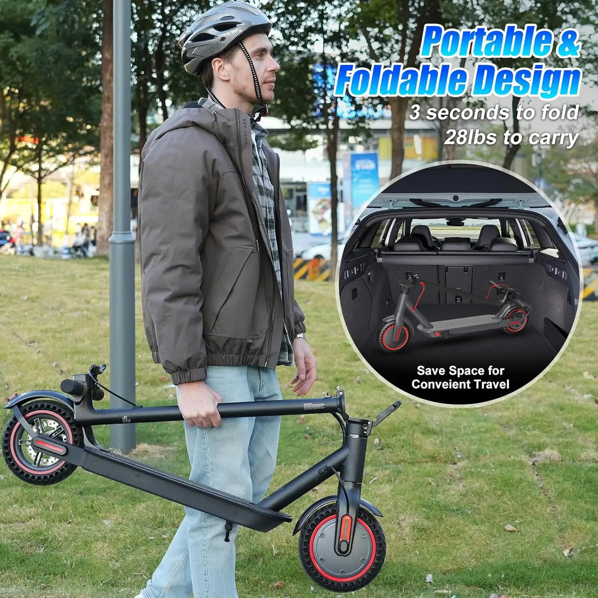 OBX Foldable Electric Scooter With App Control And Solid Tires
