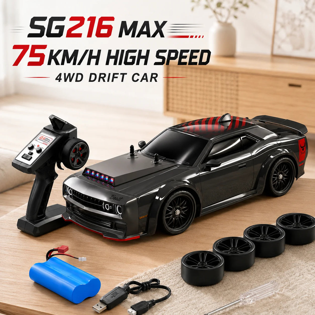 ZNLYRION 4WD Brushless RC Drift Racing Car With LED Lights