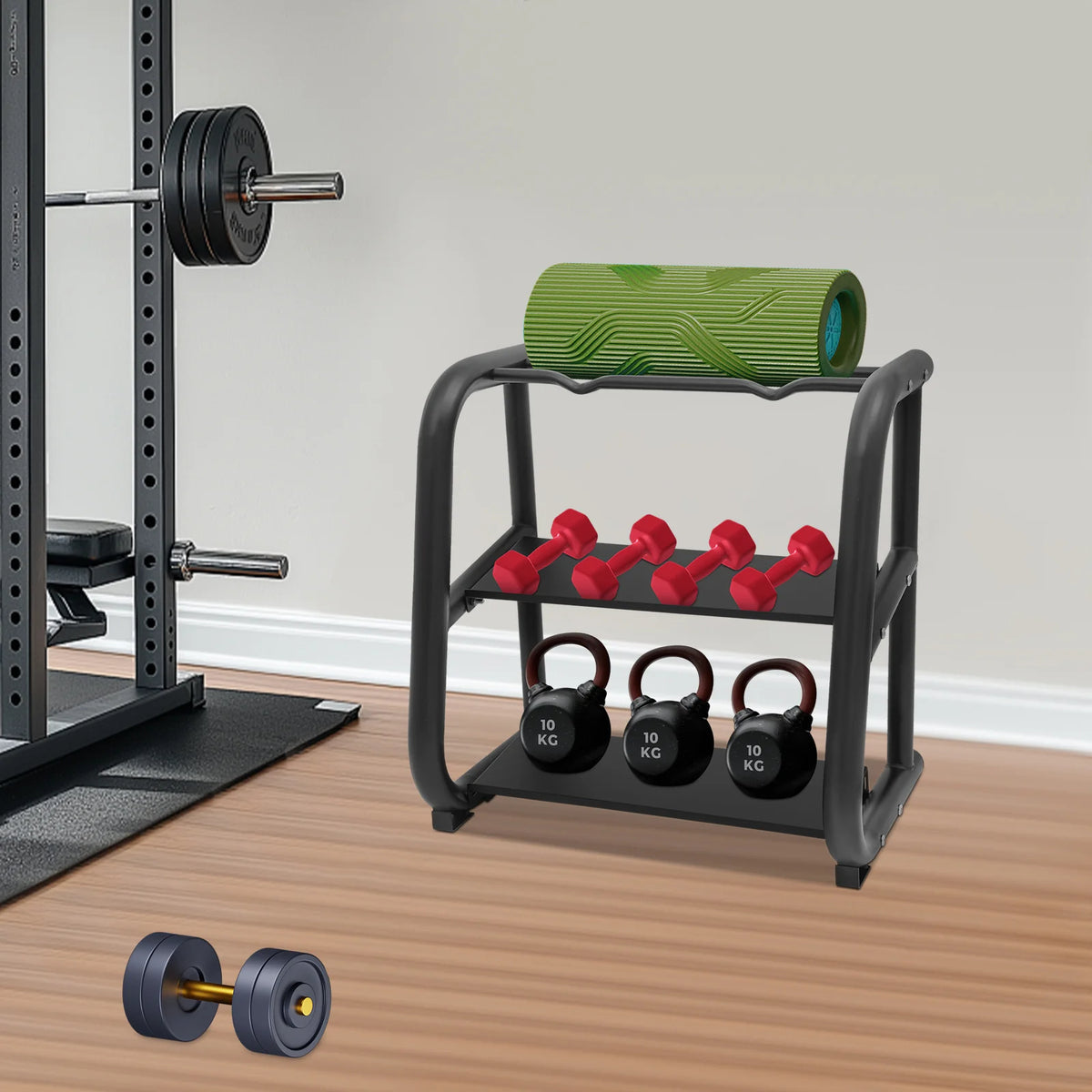 Sturdy Three Tier Steel Dumbbell Rack For Home Gym Storage