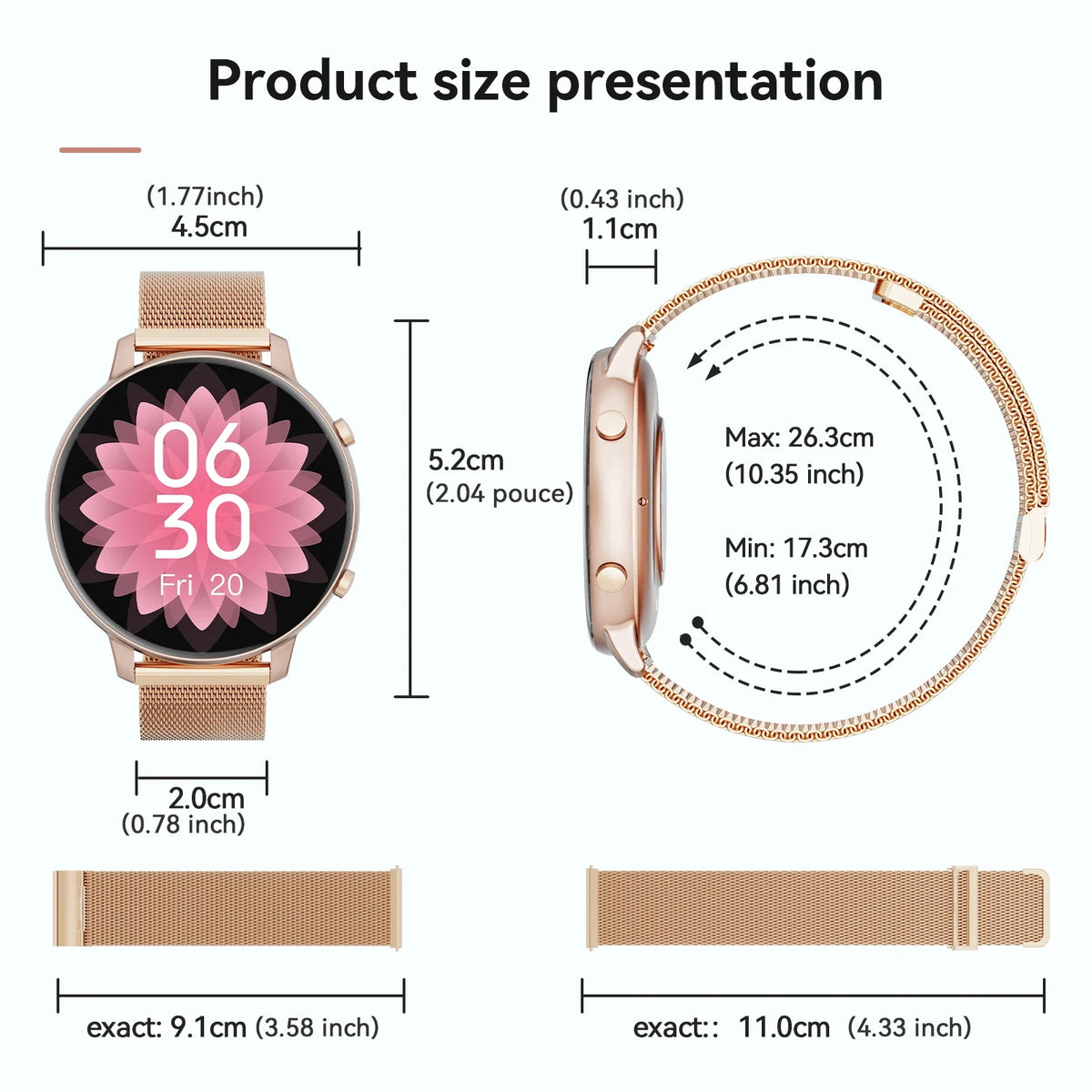 Women Bluetooth Call Smart Watch IP67 Waterproof Fitness Tracker