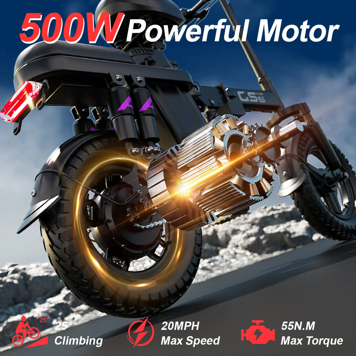 UPlee GS5 Folding Electric Bike 500W Peak 48V Removable Battery