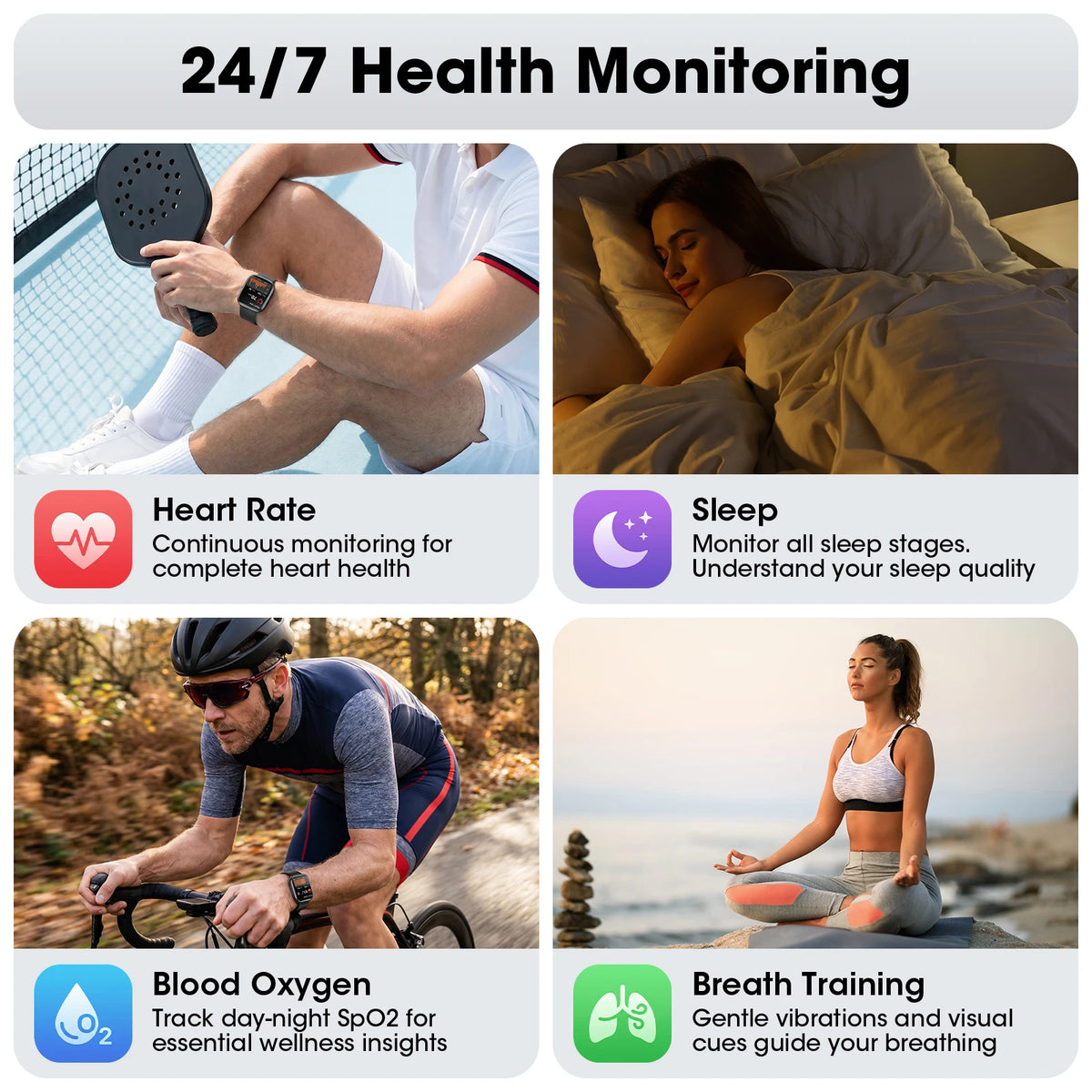 Bluetooth Smart Watch With Heart Rate And SpO2 Tracking