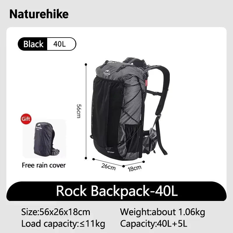 Naturehike Rock Outdoor Backpack With Rain Cover For Camping