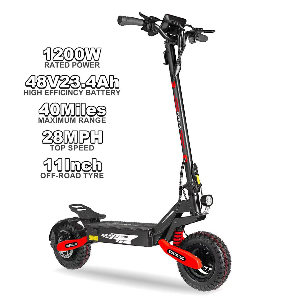 Eoeotwo 1200W Off Road Electric Scooter 48V 30MPH Foldable Option