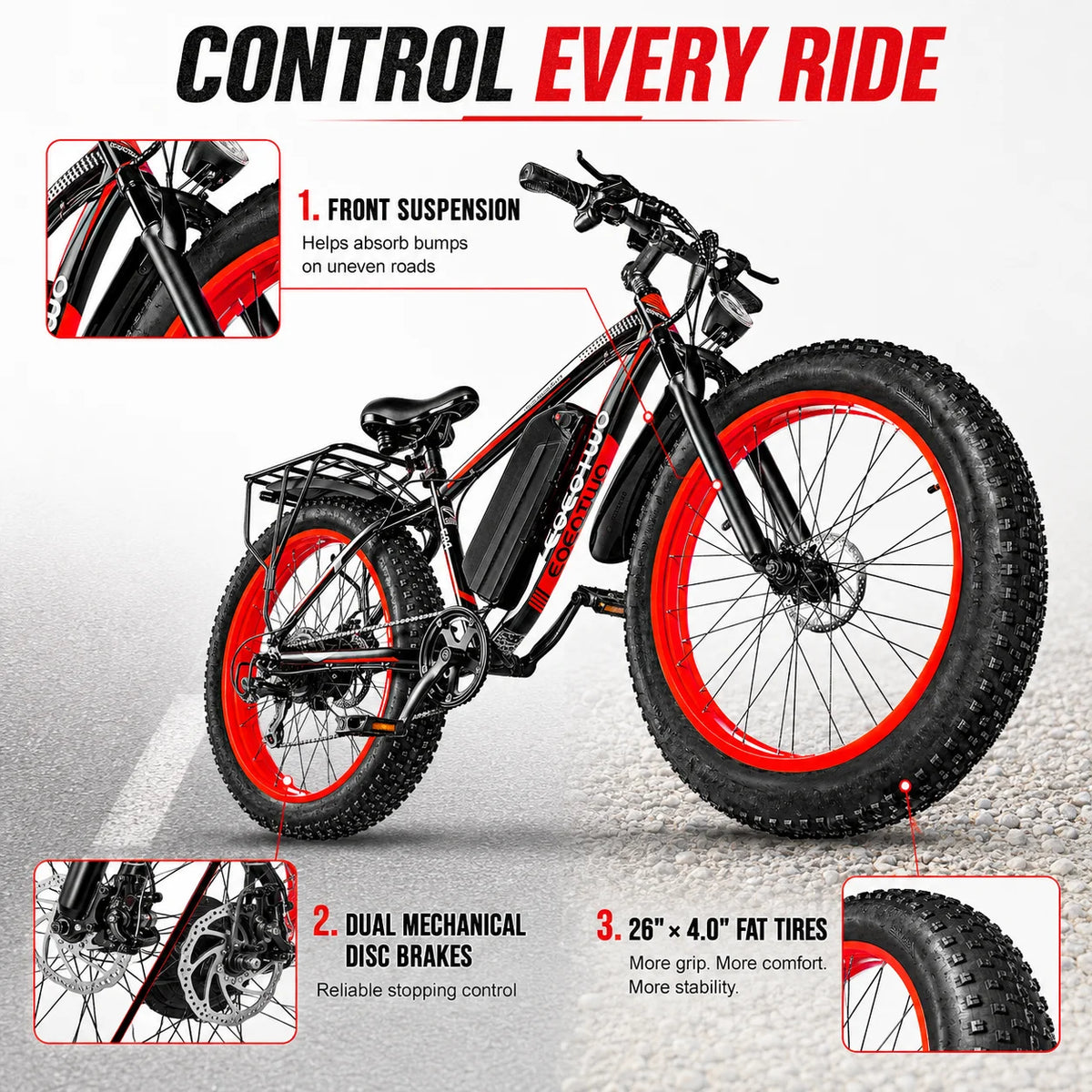 EOEOTWO Adult Electric Bike 48V Removable Battery Aluminum Frame