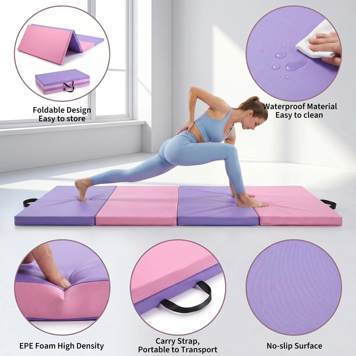 HiMISS Gymnastics Exercise Mat For Home Gym And Yoga Training