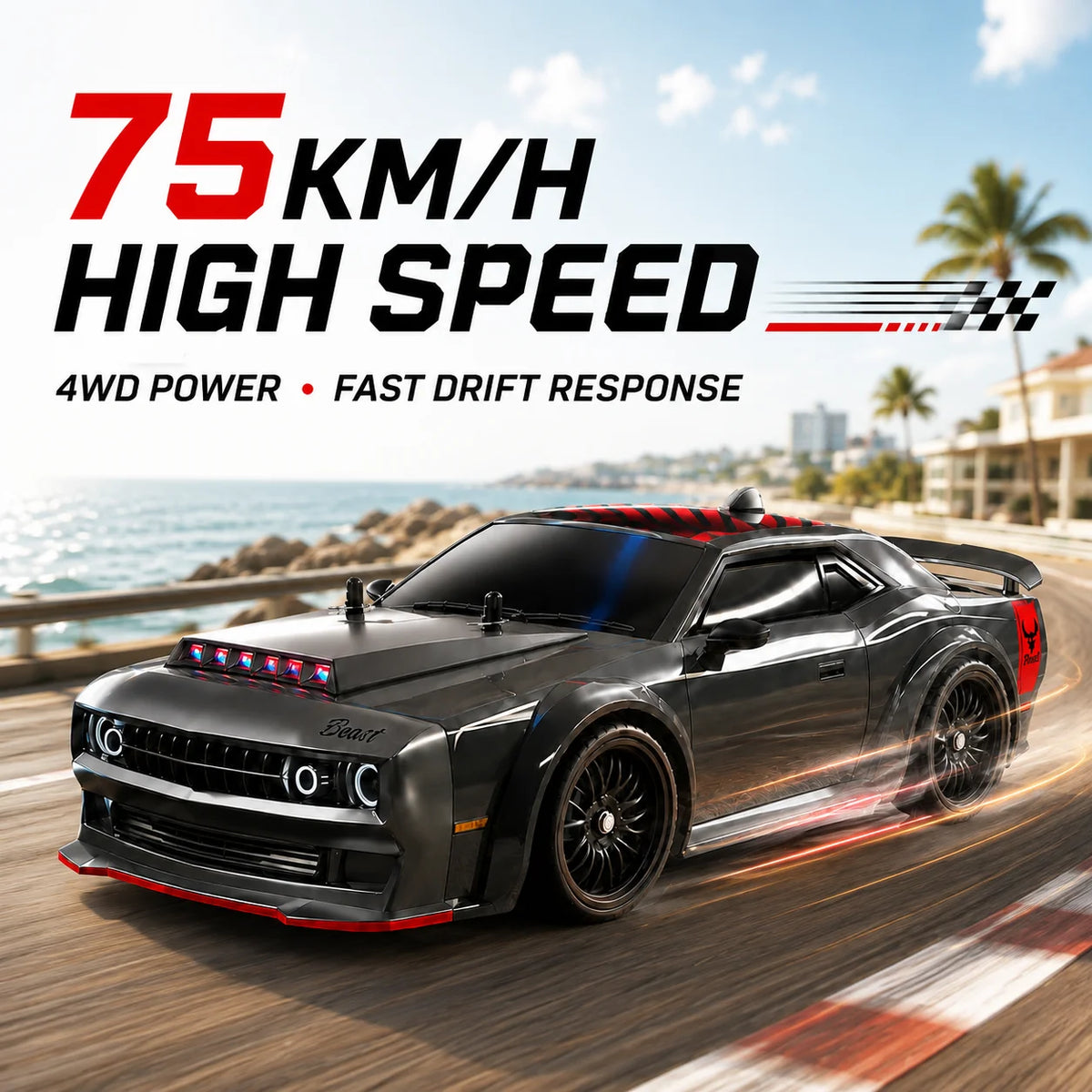ZNLYRION 4WD Brushless RC Drift Racing Car LED Lights