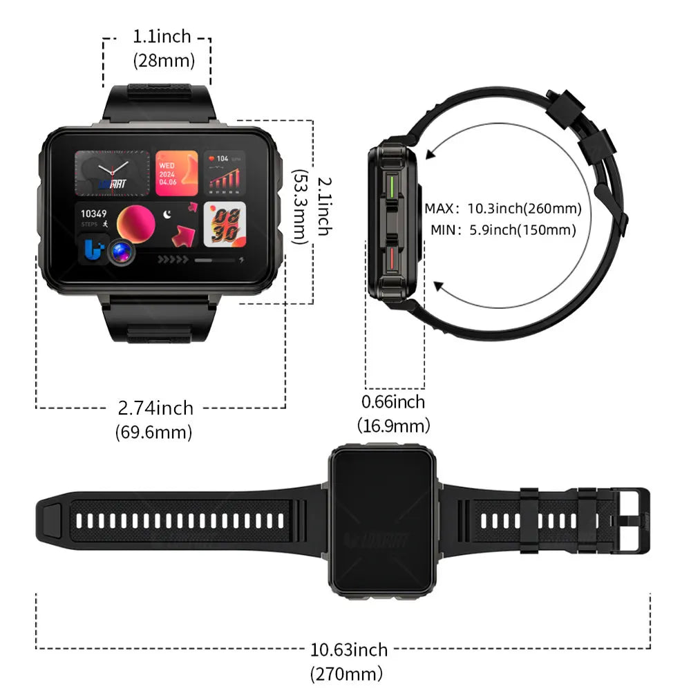 LOKMAT Smartwatch With 4G Calling And Dual Camera For Android