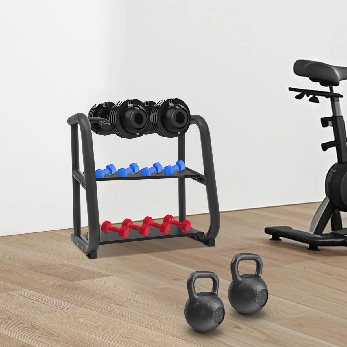 Sturdy Three Tier Steel Dumbbell Rack For Home Gym Storage