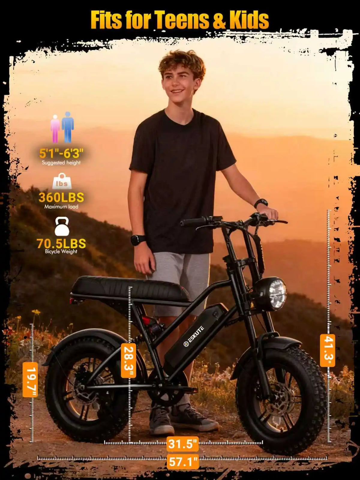 Eskute V100 Electric Dirt Bike Featuring 48V Long Range Battery