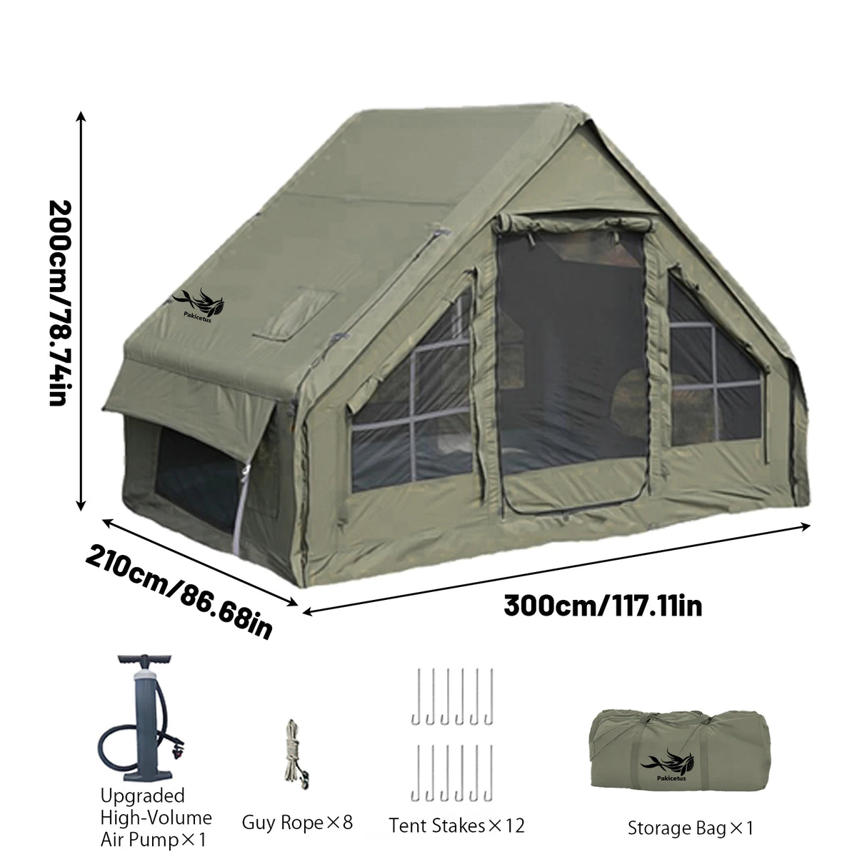 Pakicetus Inflatable Camping Tent With Skylight Quick Setup Air Pump Included