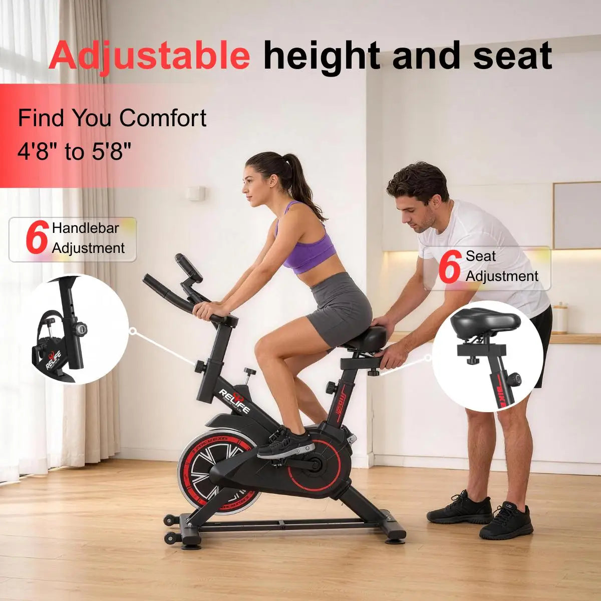 Relife Indoor Cycling Exercise Bike With Adjustable Resistance