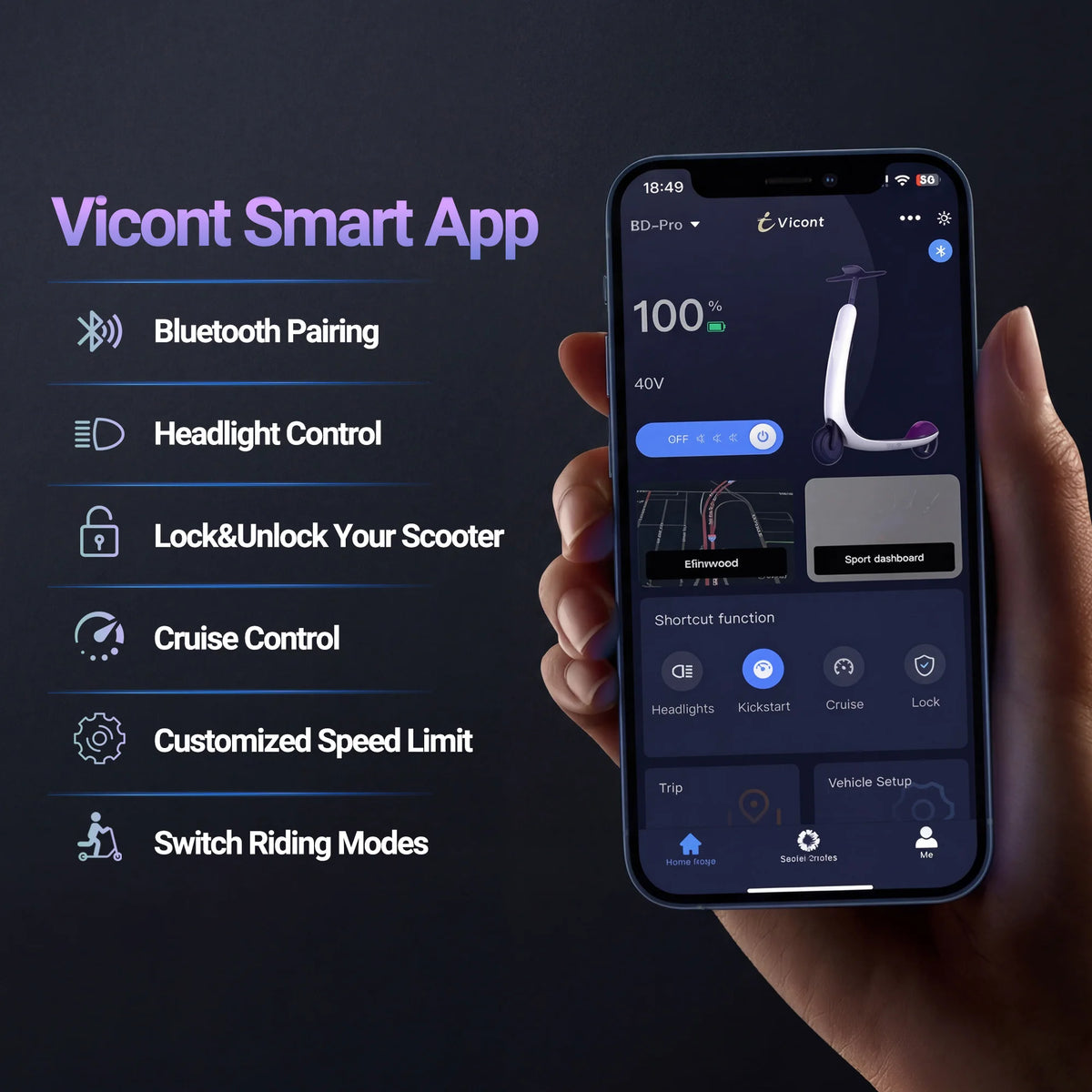 Aovopro Foldable Electric Scooter With Smart App Control System
