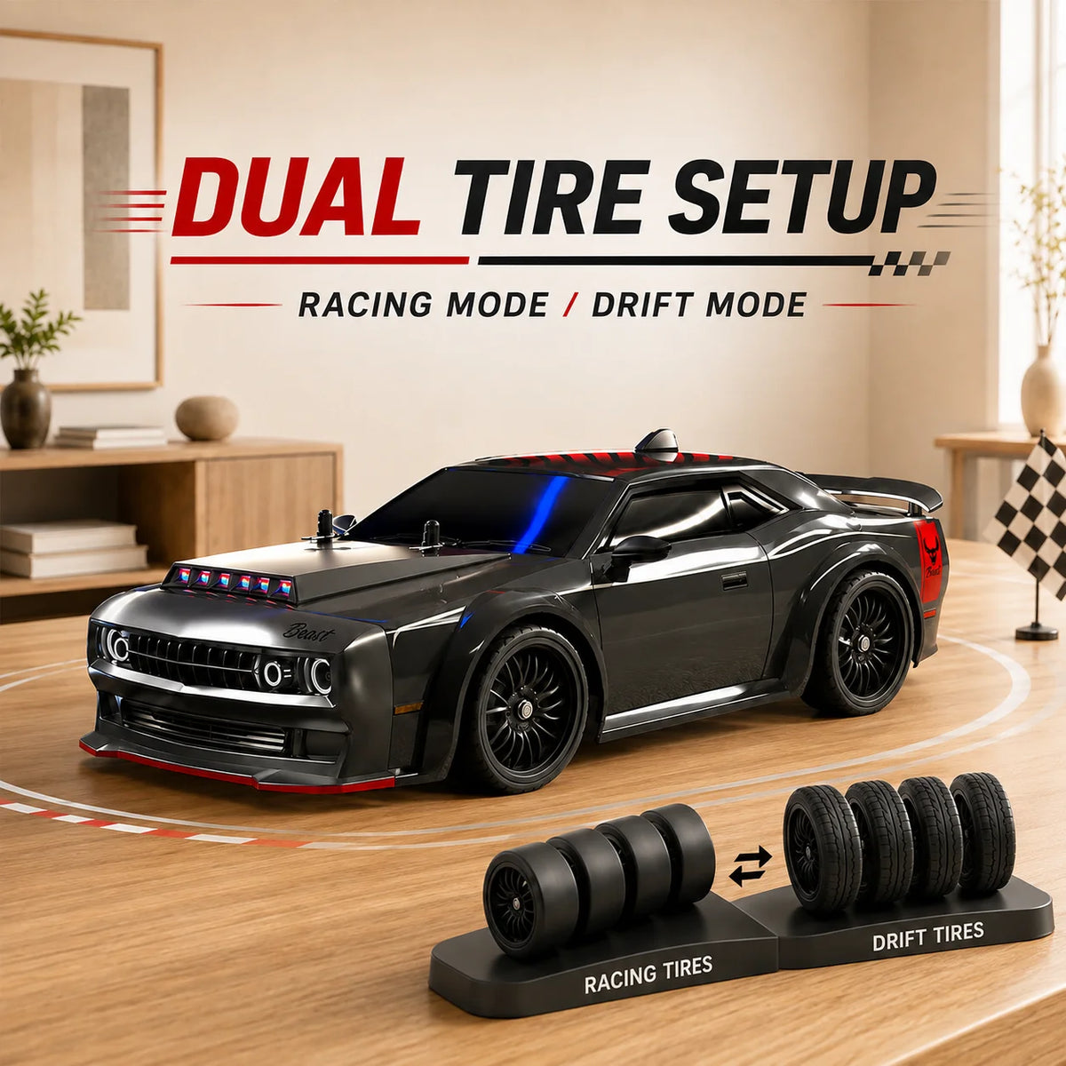 ZNLYRION 4WD Brushless RC Drift Racing Car With LED Lights