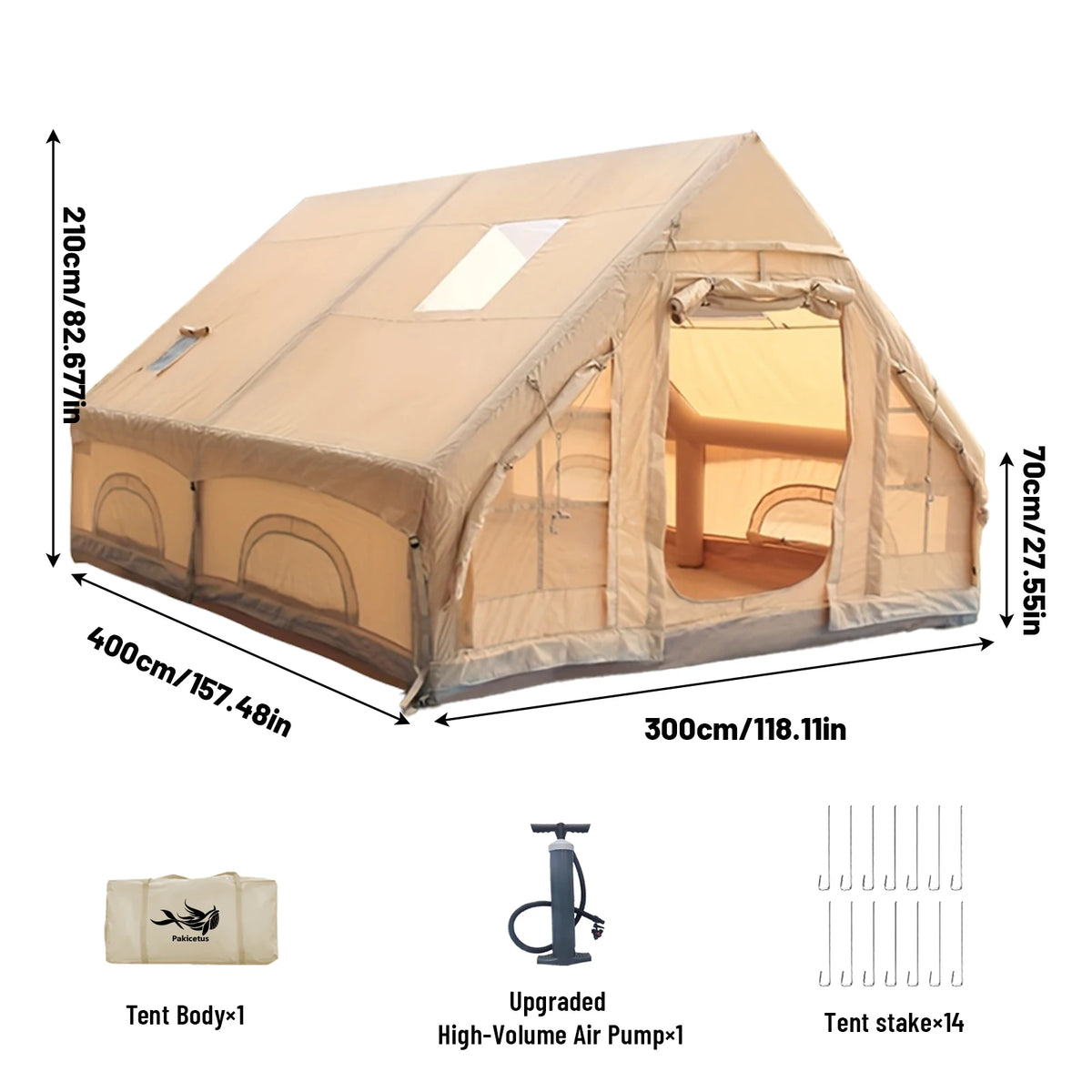 Pakicetus Inflatable Camping Tent With Skylight Quick Setup Air Pump Included