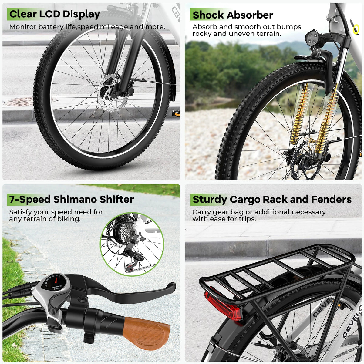 Cybervelo Urban Commute Electric Bike 1000W Motor Detachable Battery