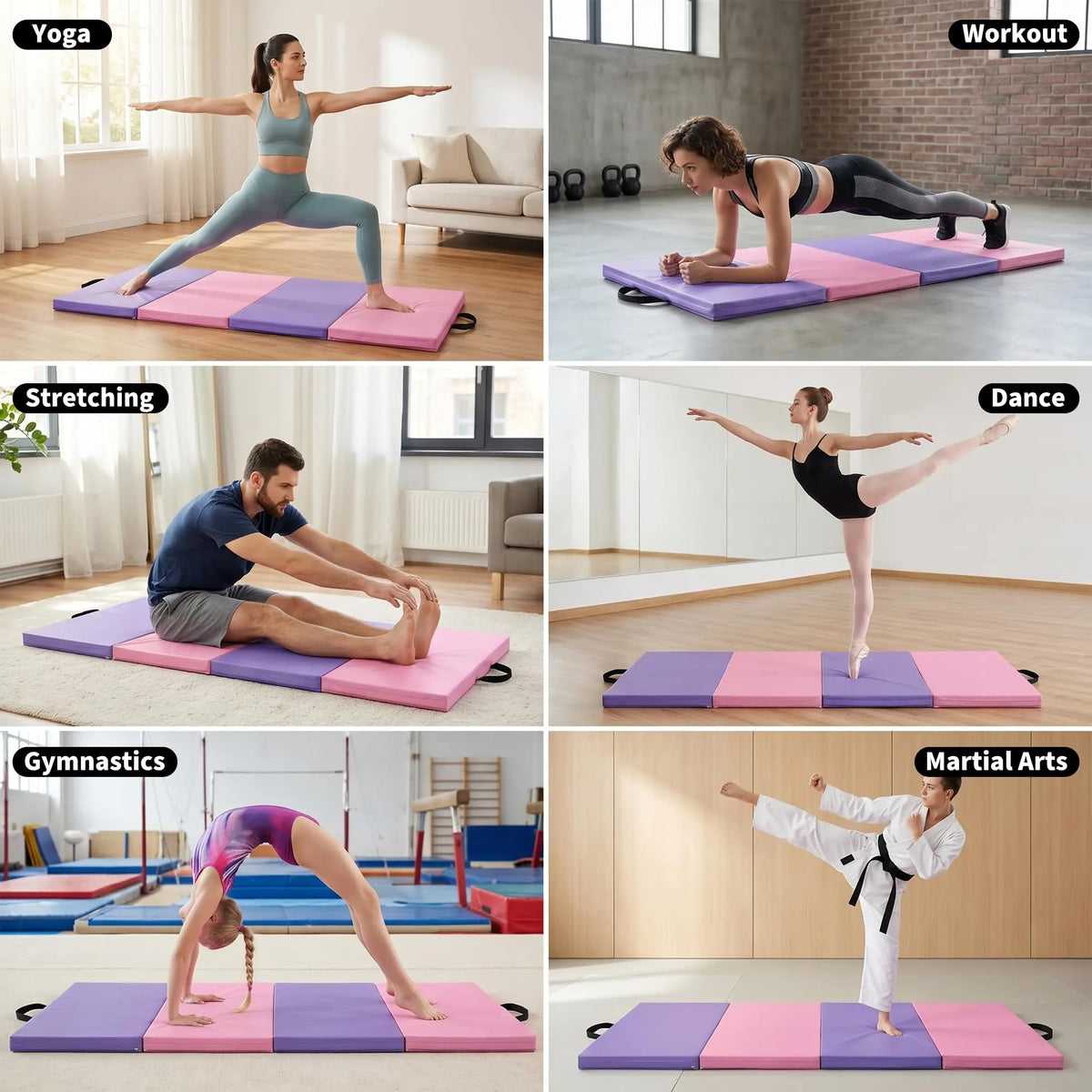 HiMISS Gymnastics Exercise Mat For Home Gym And Yoga Training