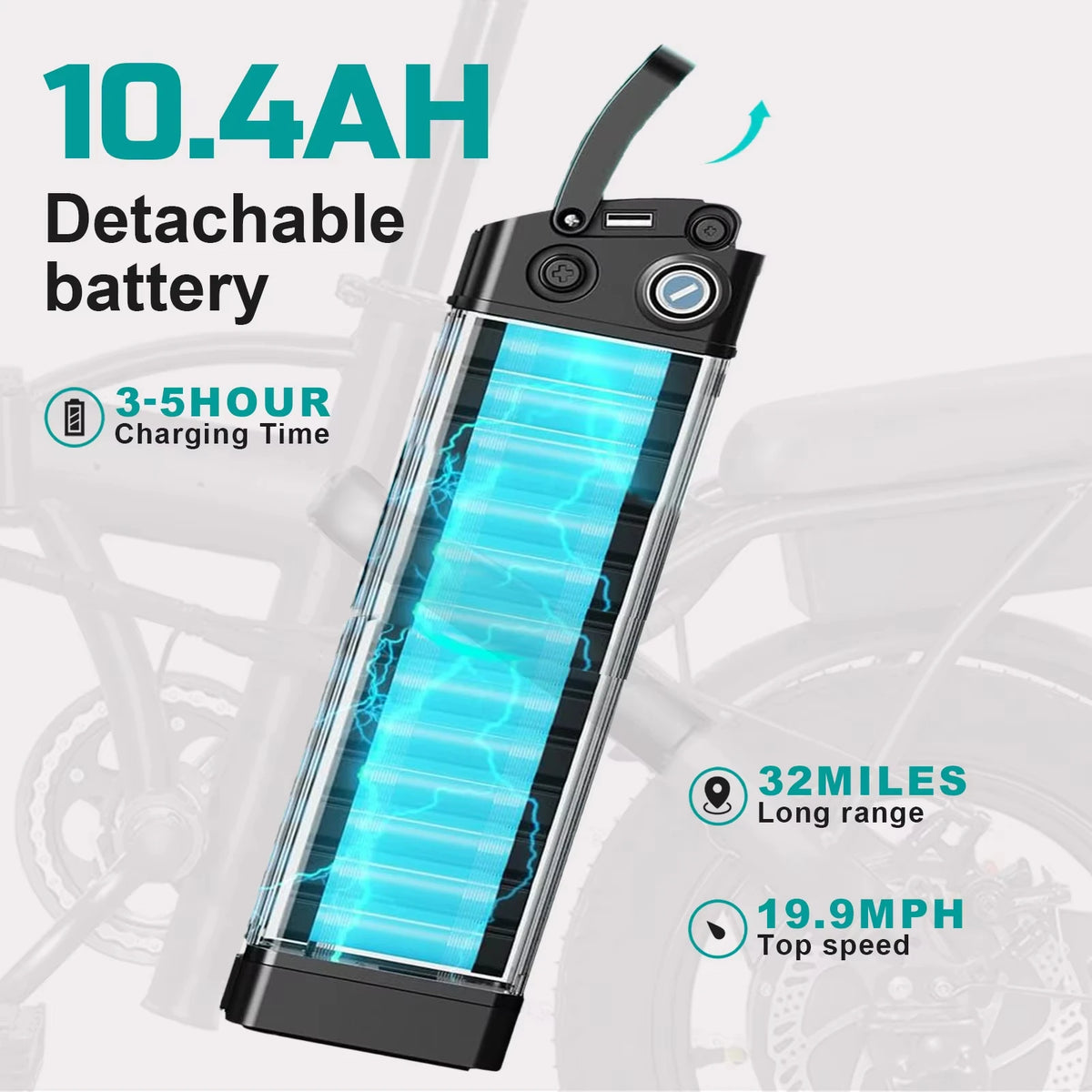 Terrosor Folding Electric Bike With 48V Motor And Removable Battery