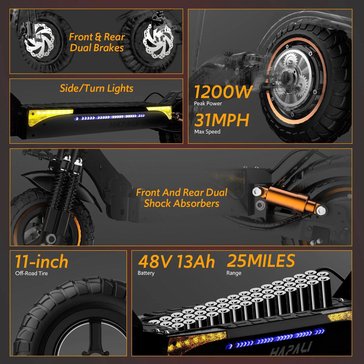 Osboo Off Road Electric Scooter With 1200W Dual Suspension