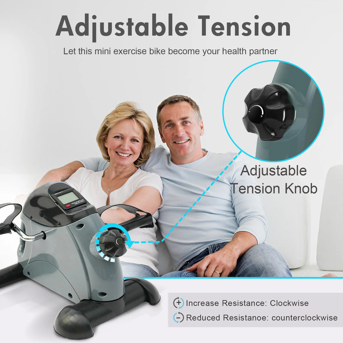 Compact Under Desk Pedal Exerciser Featuring Digital Display Cardio Trainer
