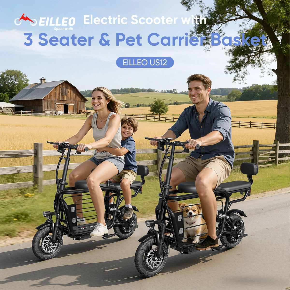 Eilleo Spacewalk Foldable 750W Electric Scooter With Seat Basket