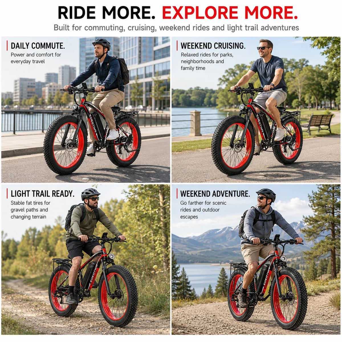 EOEOTWO Adult Electric Bike 48V Removable Battery Aluminum Frame