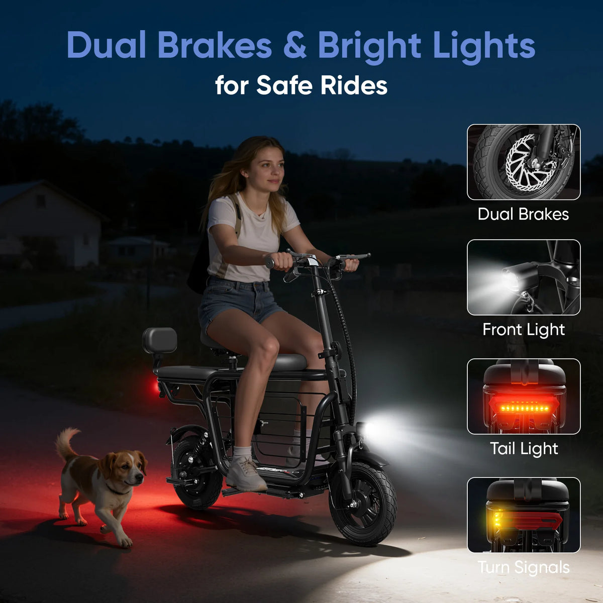 Eilleo Spacewalk Foldable 750W Electric Scooter With Seat Basket