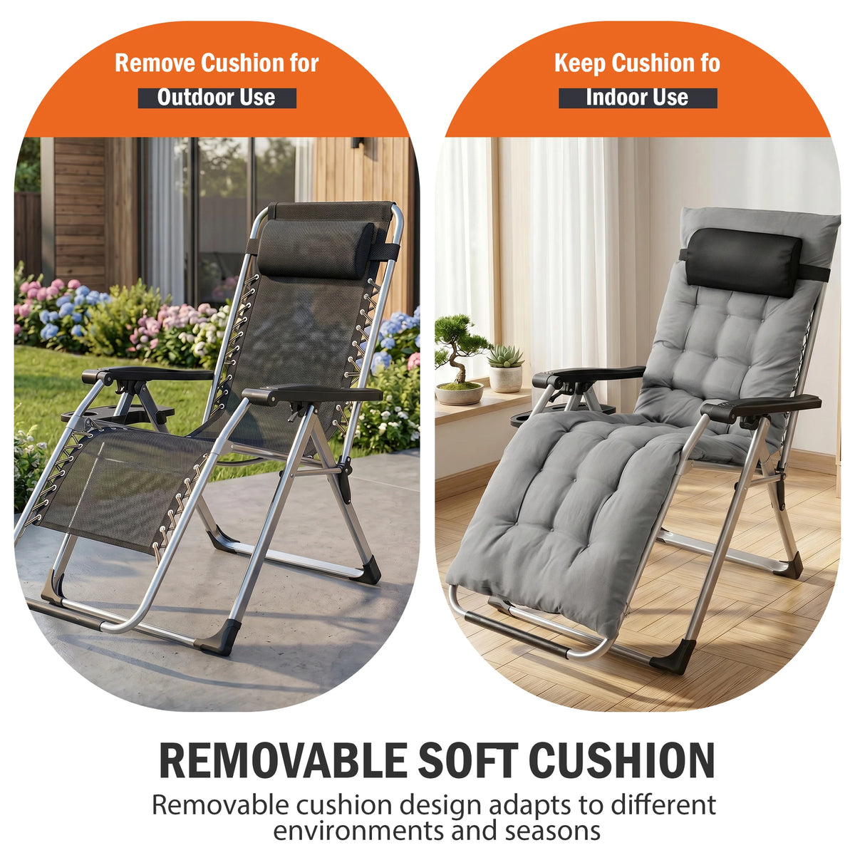 JHK Zero Gravity Reclining Soft Cushioned Lounge Chair