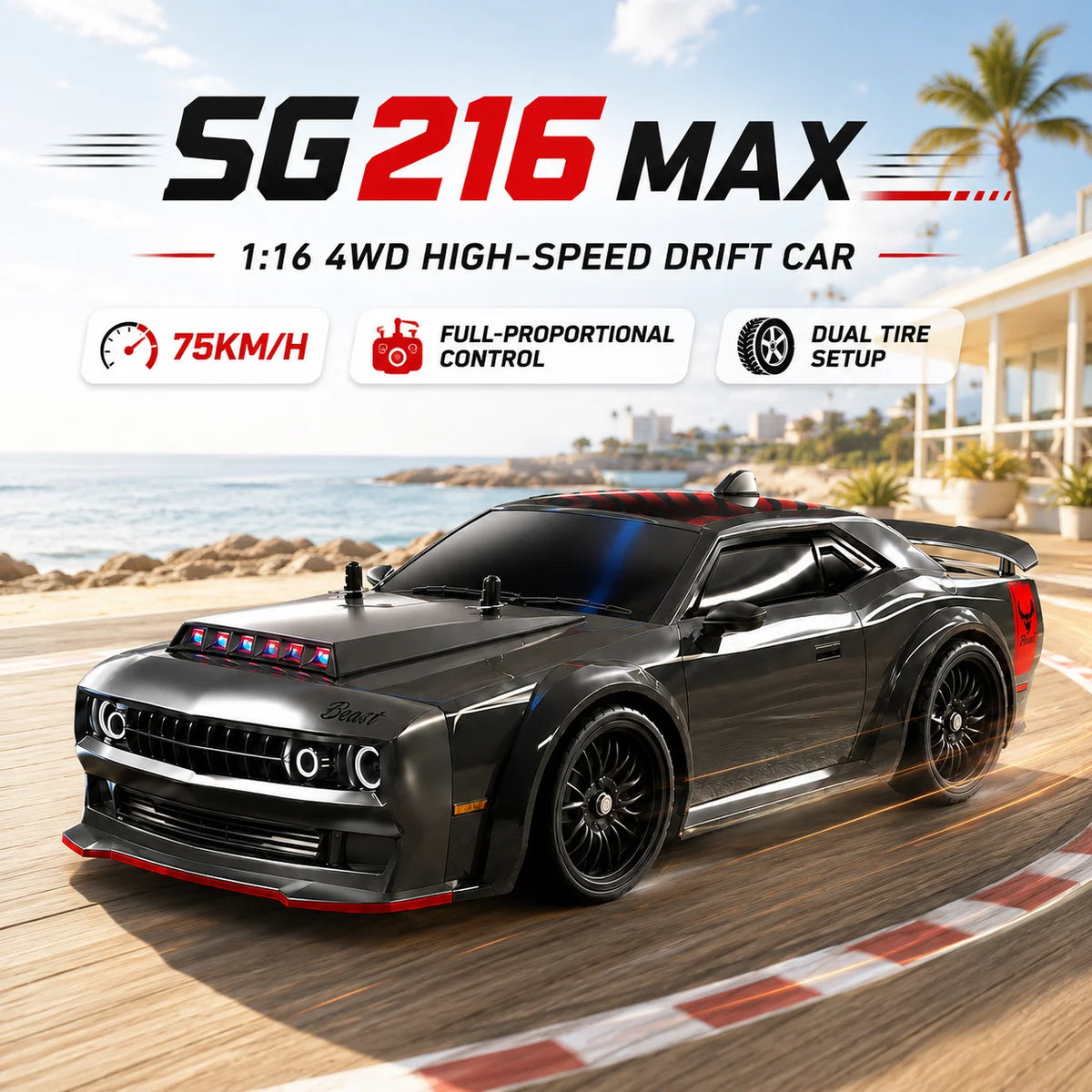ZNLYRION 4WD Brushless RC Drift Racing Car LED Lights