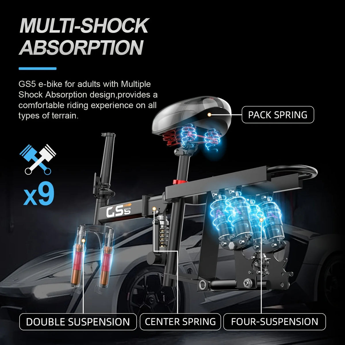UPlee GS5 Folding Electric Bike 500W Peak 48V Removable Battery