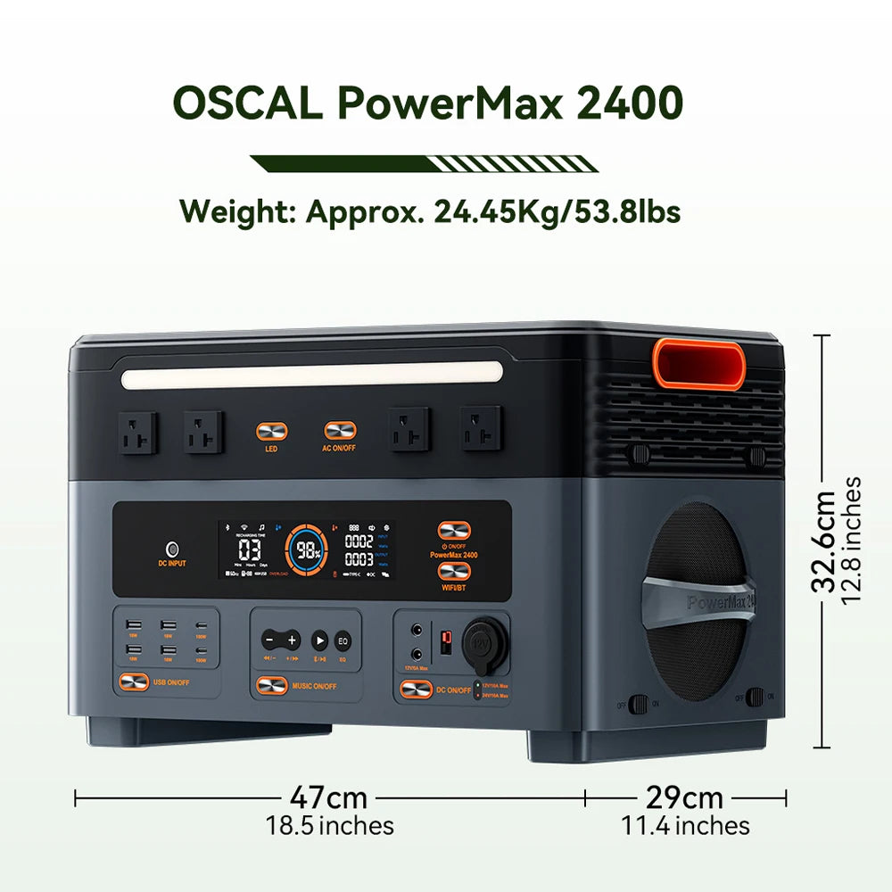 Oscal 2048Wh LiFePO4 Portable Power Station 2400W Solar Generator