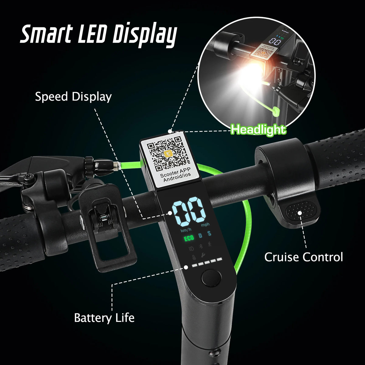 DXH Folding Electric Scooter With Dual Suspension And App Control