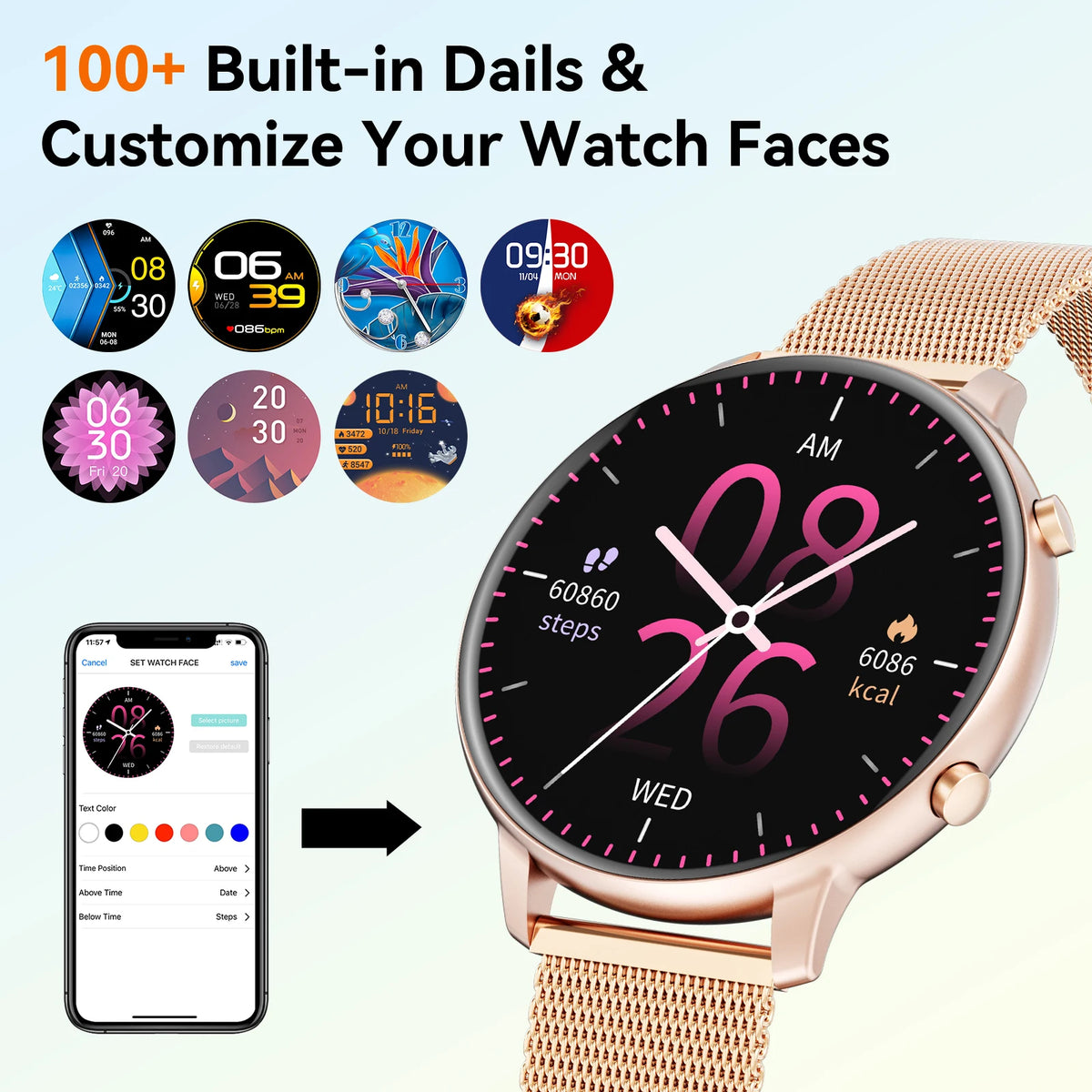 Women Bluetooth Call Smart Watch IP67 Waterproof Fitness Tracker