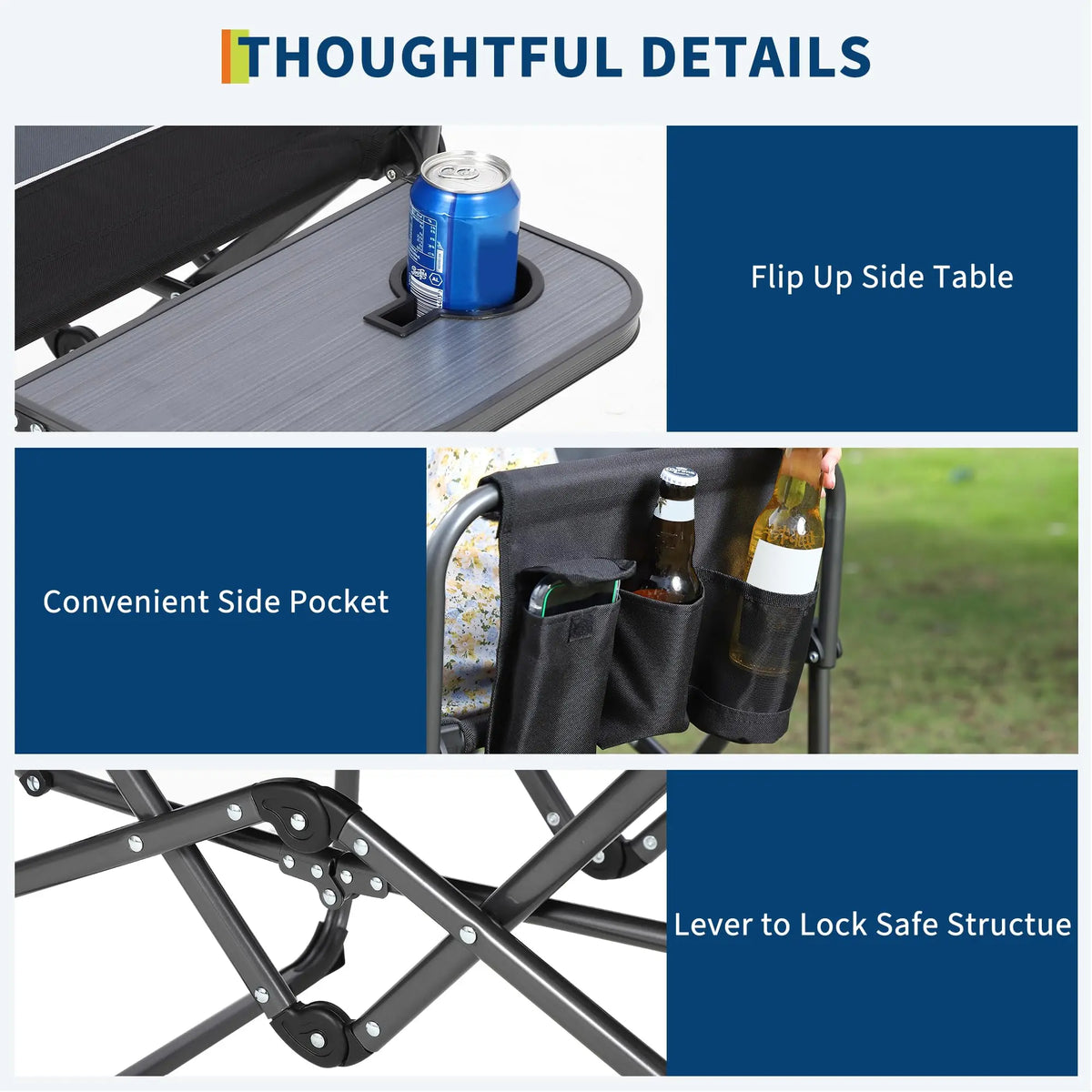 Heavy Duty Director Camping Chair With Attached Side Table