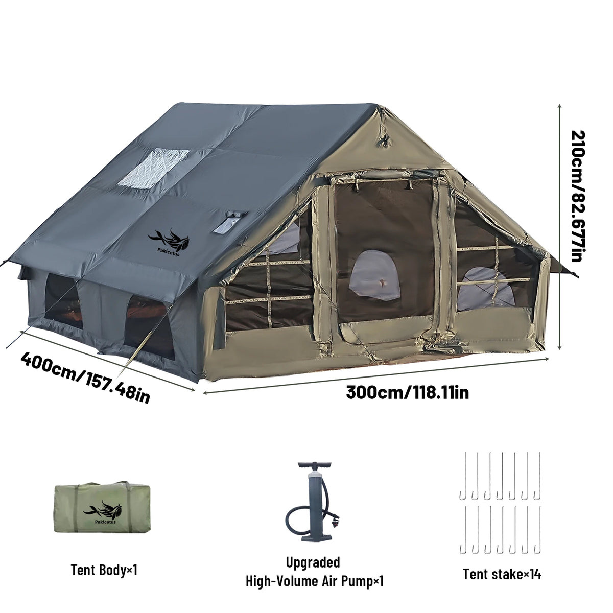Pakicetus Inflatable Camping Tent With Skylight Quick Setup Air Pump Included