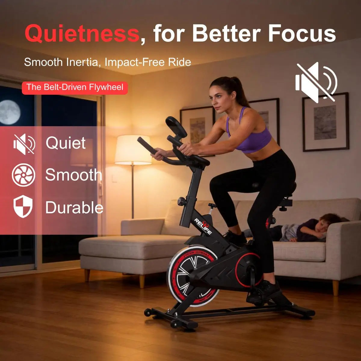 Relife Indoor Cycling Exercise Bike With Adjustable Resistance