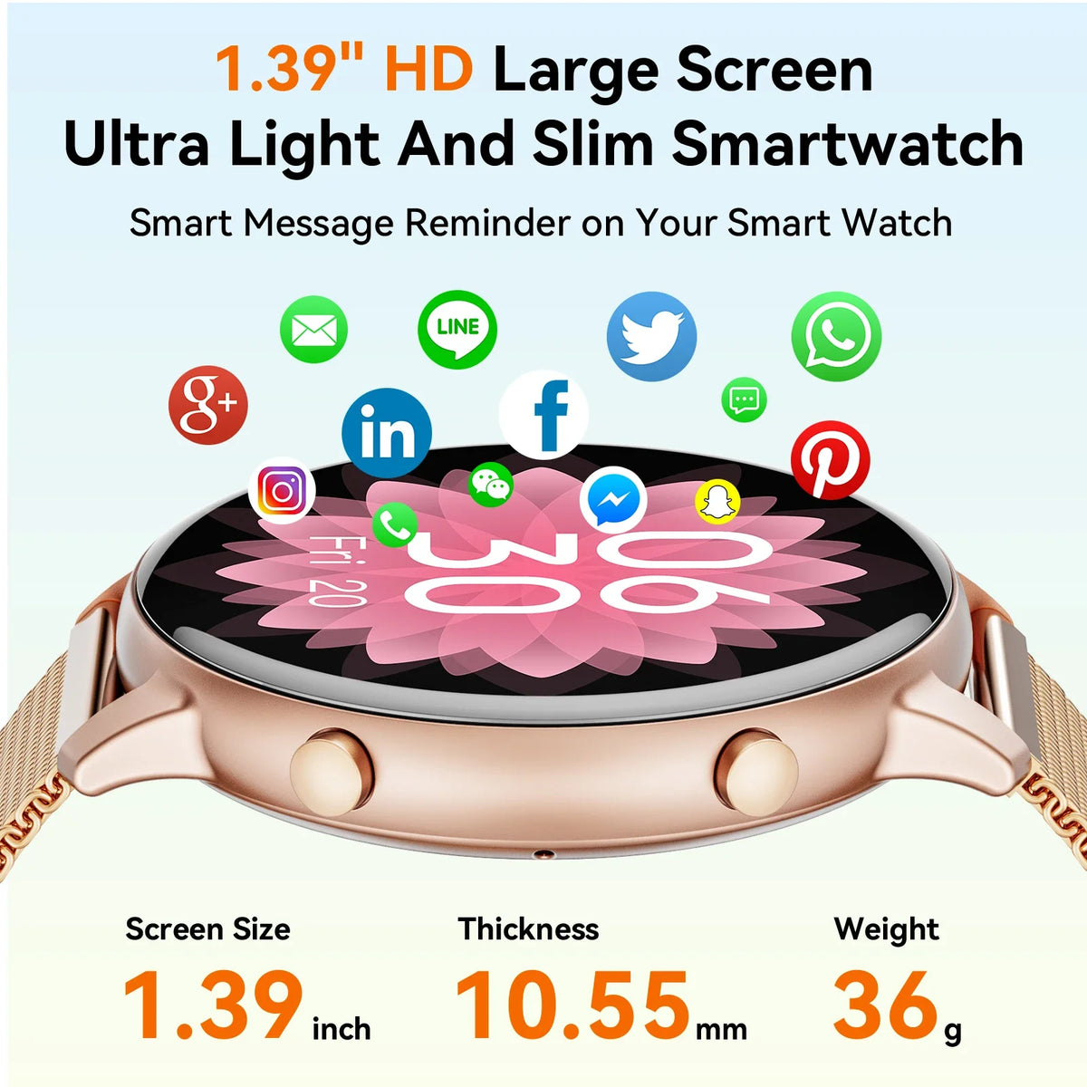 Women Bluetooth Call Smart Watch IP67 Waterproof Fitness Tracker