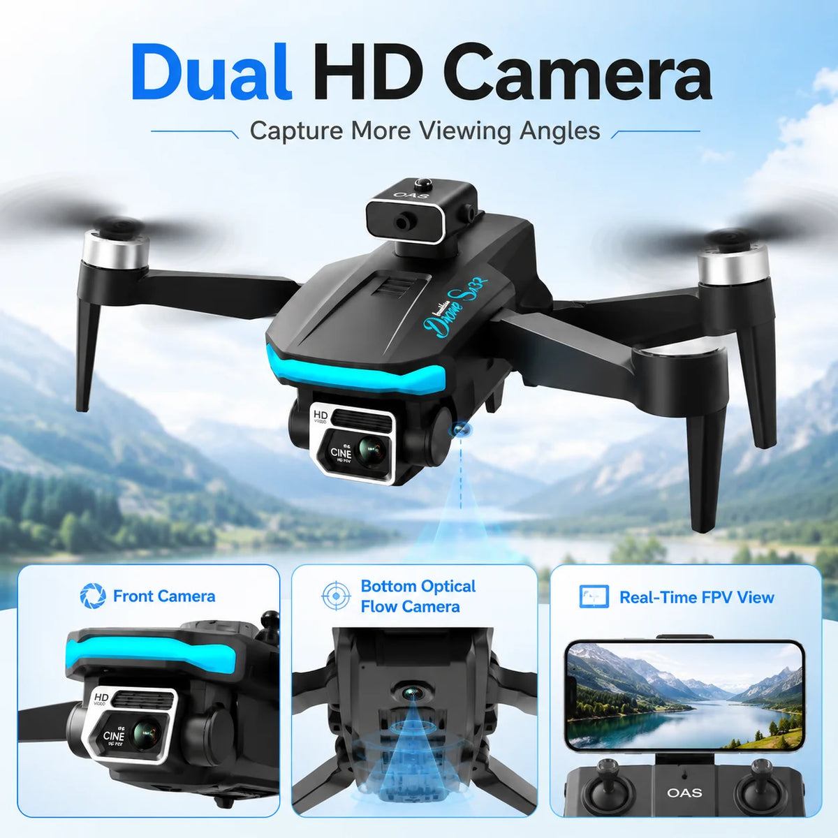 ZNLYRION S132 Foldable Dual Camera RC Quadcopter With Optical Flow