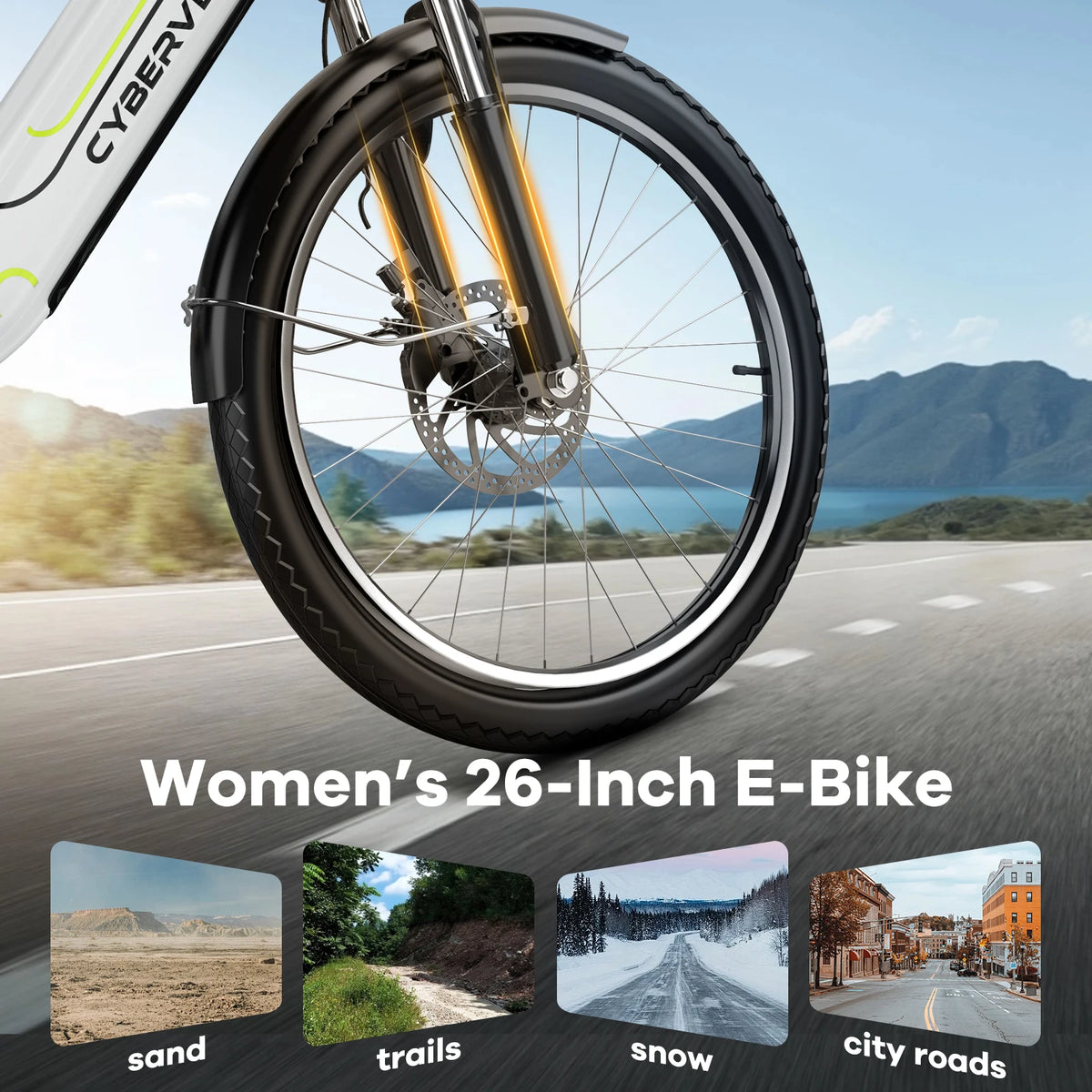 Cybervelo 1000W Peak Electric Bike With Removable Battery Seven Speeds