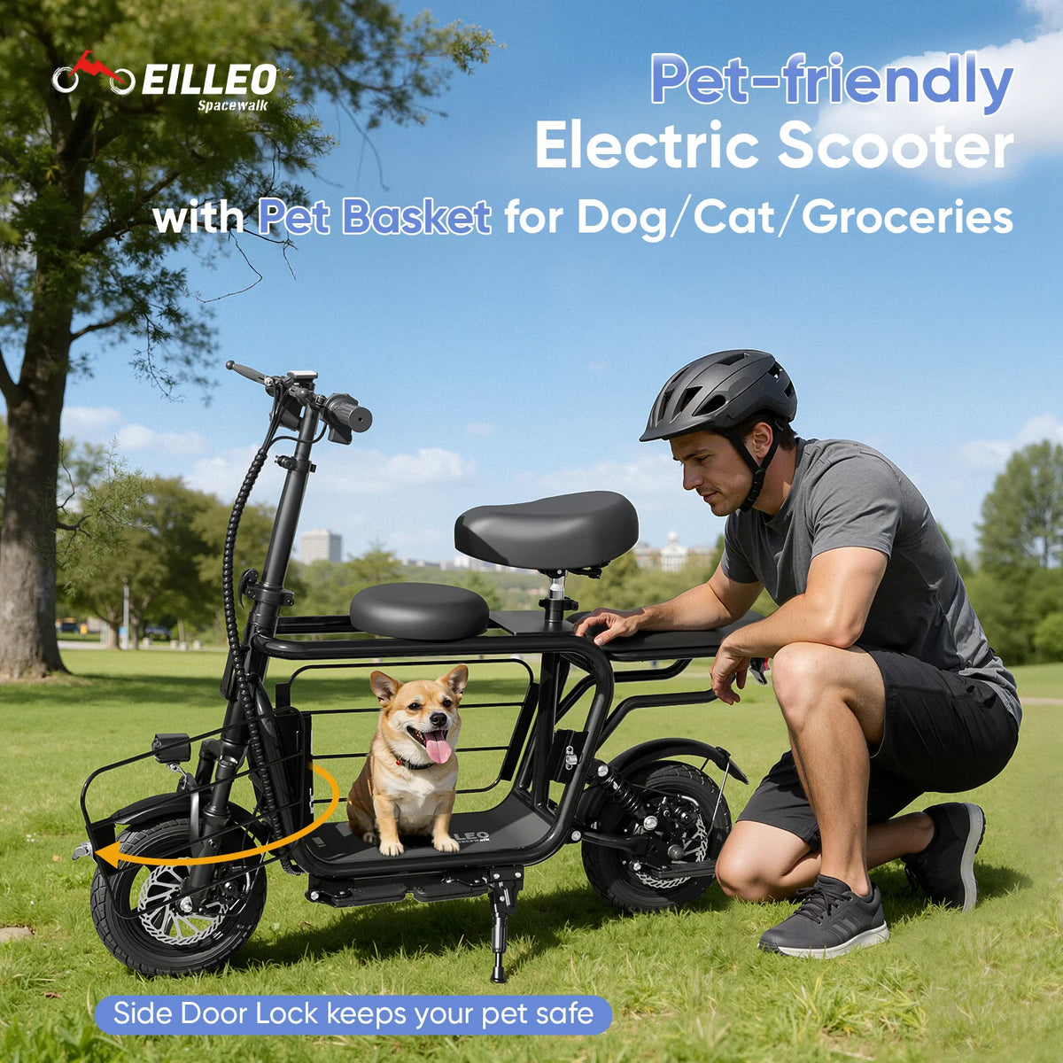 Eilleo Spacewalk Foldable 750W Electric Scooter With Seat Basket