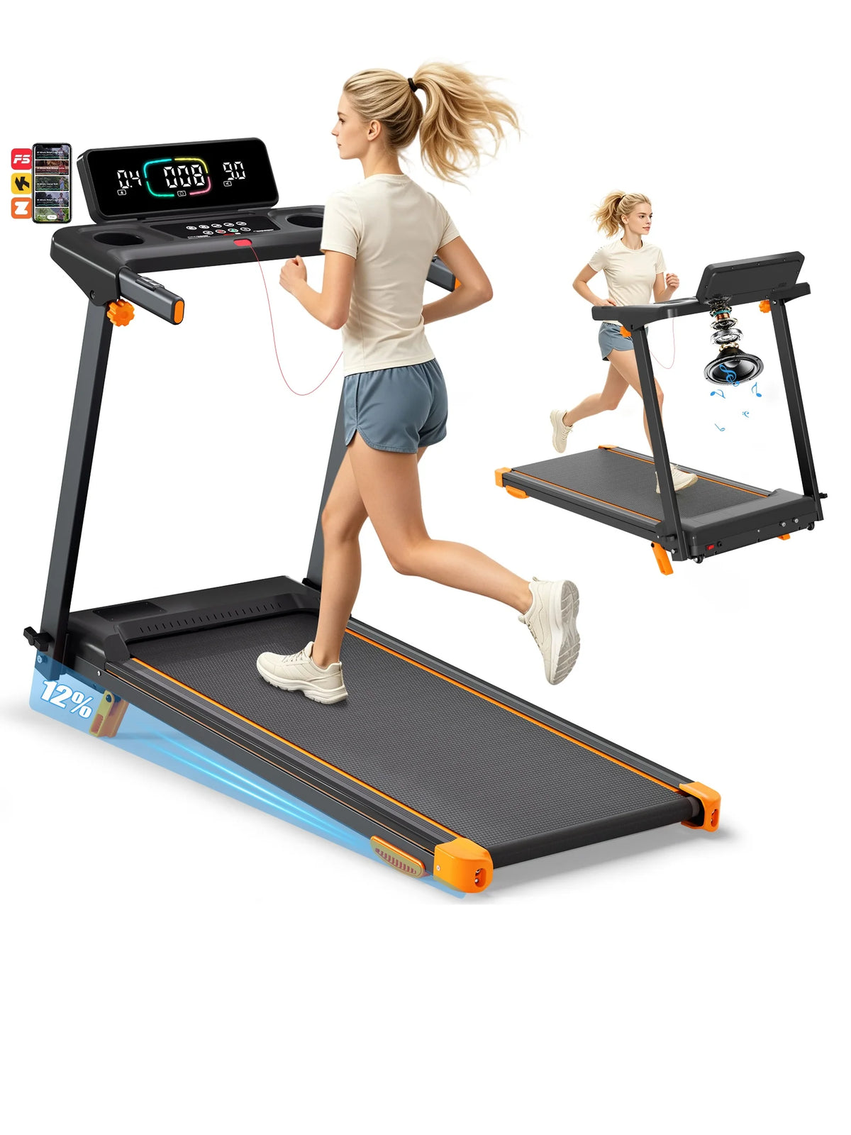 Premium Folding Treadmill With Adjustable Incline And Quiet Motor