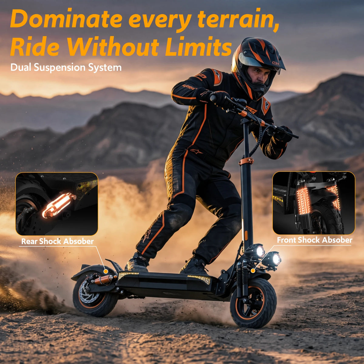Osboo Off Road Electric Scooter With 1200W Dual Suspension