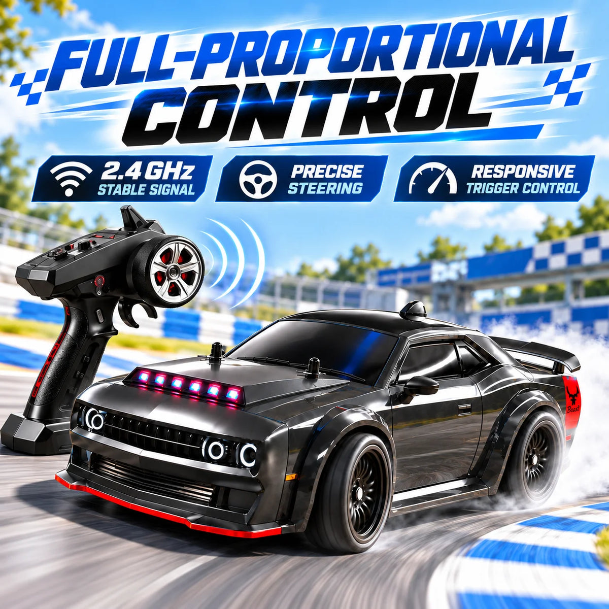 ZNLYRION 4WD Brushless RC Drift Racing Car With LED Lights