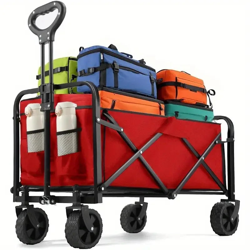 Portable Foldable Steel Utility Wagon Cart With All Terrain Wheels