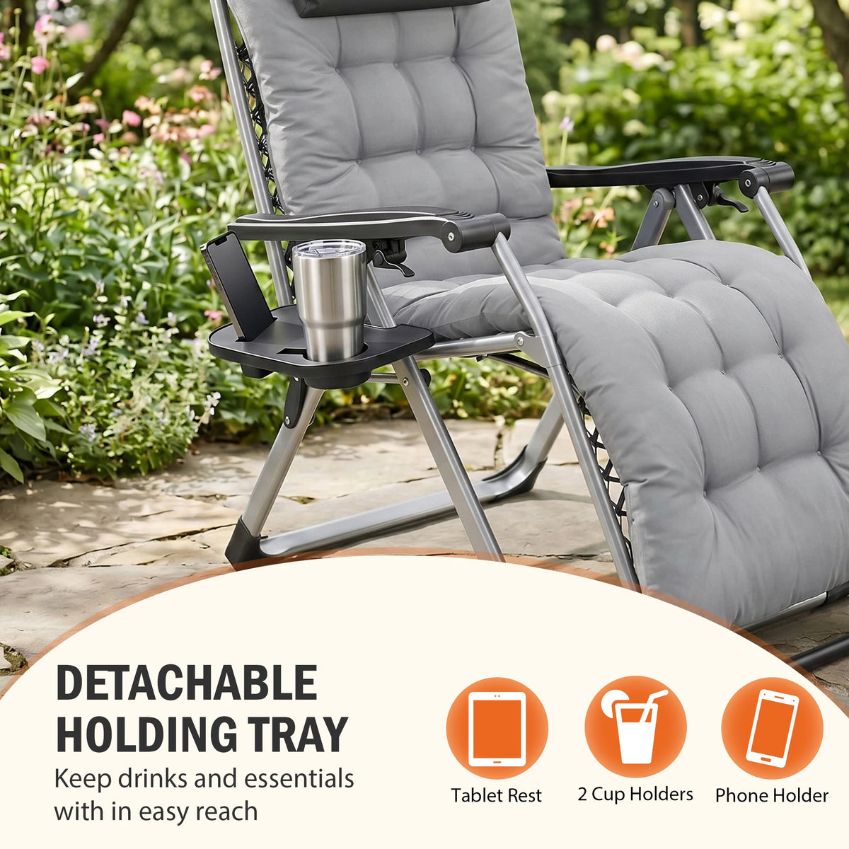 JHK Zero Gravity Reclining Soft Cushioned Lounge Chair