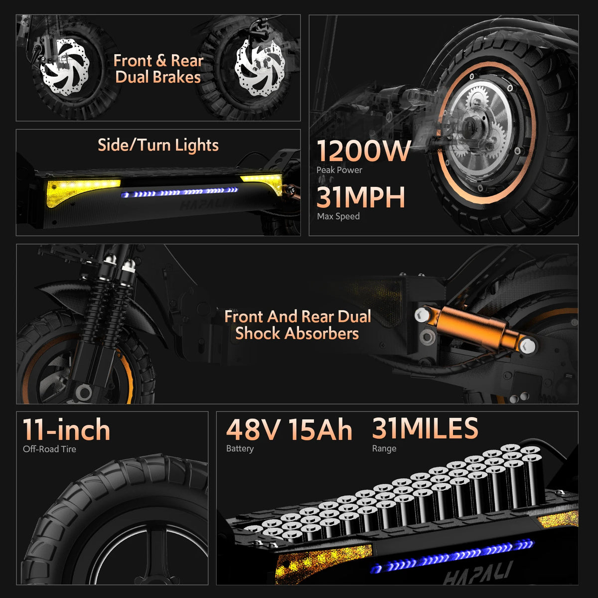 Osboo 1200W Off Road Electric Scooter With Dual Suspension